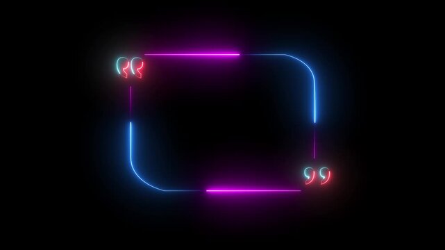 Glowing Neon Quote Animation &ndash; Chat Bubble & Quotation Marks (Alpha Channel)