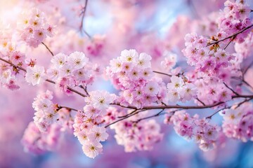 Obraz premium Pink cherry blossoms in soft focus