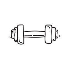 Dumbbell doodle line icon. Hand-drawn fitness and gym equipment illustration.