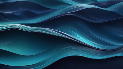 Fototapeta premium Deep Navy and Turquoise Underwater Abstract with Realistic Wave Texture, AI