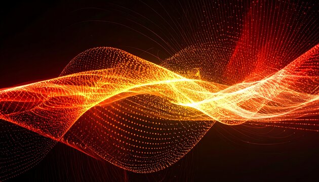 Abstract dynamic red and orange wave pattern - Powered by Adobe