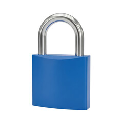 Fototapeta premium Blue Padlock with Silver U-Shaped Shackle on Transparent Background