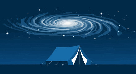 Obraz premium Camping Adventure Under The Majestic Galaxy At Night With A Tent
