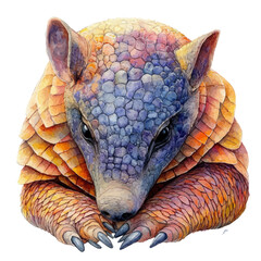 Armadillo, watercolor clipart vector, isolated on a white background.
