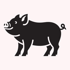 Black and White Silhouette of a Pig Standing