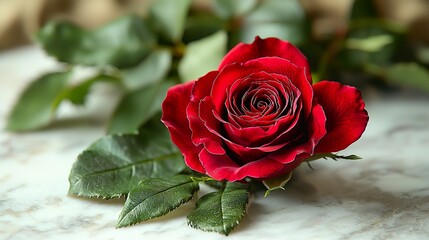 Beautiful Red Rose on a Wooden Background with Romantic and Rustic Charm