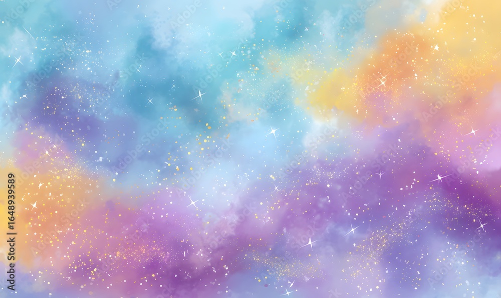 Wall mural create a background in pastel blue, purple, orange variations blended seamlessly with tiny random sp