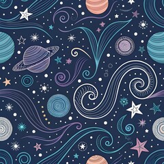 abstract space element doodle pattern for printing (2)