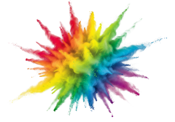 Rainbow dust powder Exploding Rainbow Colors A Vibrant Burst of Pigments, Abstract Art, Artistic Expression, Colorful Splashes PNG transparent background isolated graphic resource