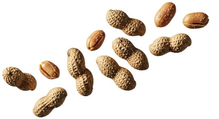 Scattered peanuts in shells, light brown, speckled