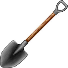 Illustration of a Shovel with Wooden Handle