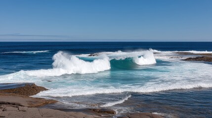 A dramatic ocean phenomenon takes center stage in this polished photograph, expertly balanced for advertising needs
