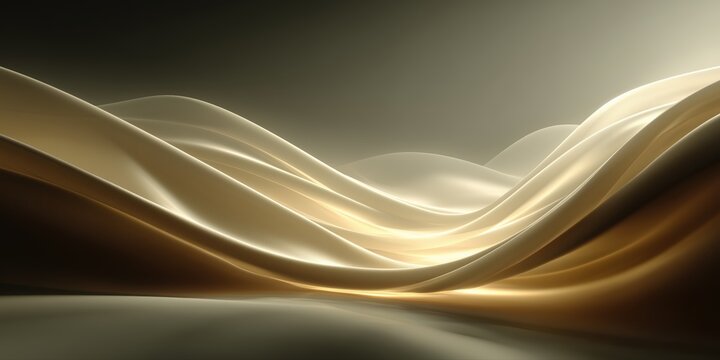 Flowing golden satin waves with luminous highlights and deep shadows in warm luxury lighting

