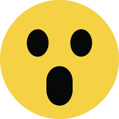 Round Yellow Emoticon with Shocked Expression, Open Mouth and Eyes on White
