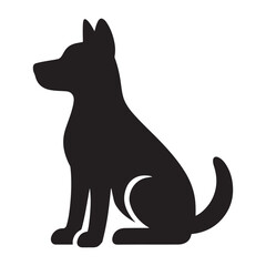 Black dog silhouette vector illustration of a cute sitting puppy