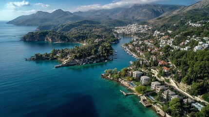 Obraz premium Drone Shot of Embankment at Volga River Against Sky