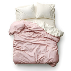 bed with pillows on white background