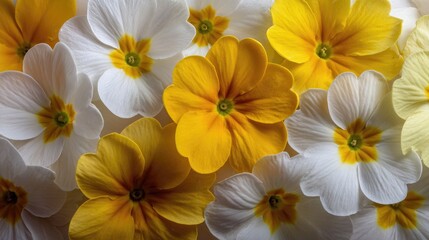 Obraz premium Close-up of vibrant yellow and white primroses
