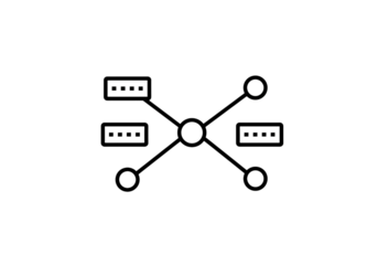 Abstract Data Network Interconnected Nodes and Connections Visualization on transparent background