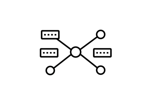 Abstract Data Network Interconnected Nodes and Connections Visualization on transparent background