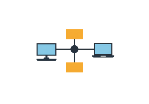 Global Network Connectivity Desktop Laptop Server Illustration on transparent background