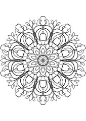 Abstract vintage floral vector illustration with a decorative black mandala pattern for ornamental design
