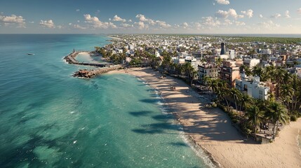 Drone Shot of the City of Playa del Carmen