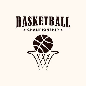 basketball team vintage logo vector minimalist illustration design, basket sport logo design