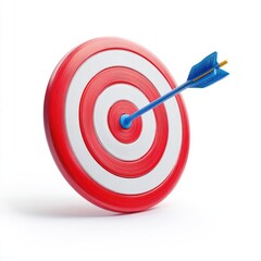 Red target with blue arrow hitting bullseye