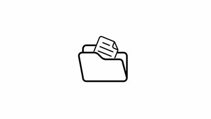 Black Outline Icon of a Folder with Documents paper