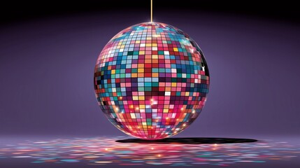 Fototapeta premium Colorful party disco ball hanging with light reflections