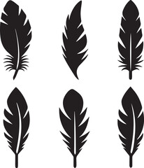 set of feathers silhouette vector