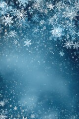 Fototapeta premium Winter snowflakes on deep blue background