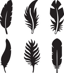 set of feathers silhouette vector