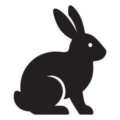 Fototapeta premium A cute black and white cartoon rabbit vector illustration for Easter