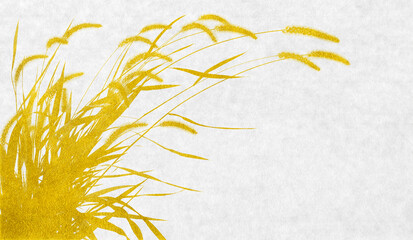 エノコログサを金箔で描いた、和風のシルエットアート