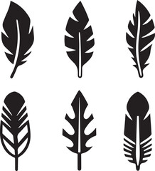 set of feathers silhouette vector