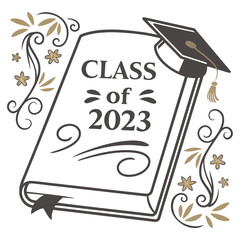 Graduation book cap floral design tassel