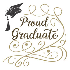 Proud graduate elegant script graduation cap tassel