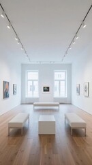 Fototapeta premium Modern Art Gallery with Minimalist Design and Natural Light