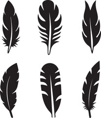 set of feathers silhouette vector