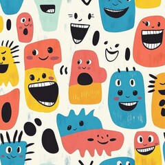 seamless pattern with funny cartoon monsters