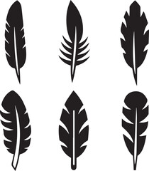 set of feathers silhouette vector