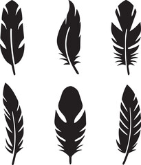 set of feathers silhouette vector