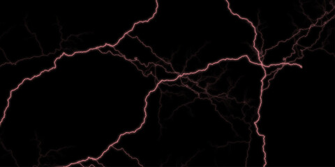 Massive lightning bolt with branches isolated on black background. Lightning flash on black background. Natural phenomenon, light bolt. thunder lighting on black sky. 3d illustration,