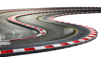 Race Track with Sharp Curve and Skid Marks Isolated on White Background – Transparent PNG, AI Generated