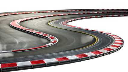 Race Track with Sharp Curve and Skid Marks Isolated on White Background – Transparent PNG, AI Generated