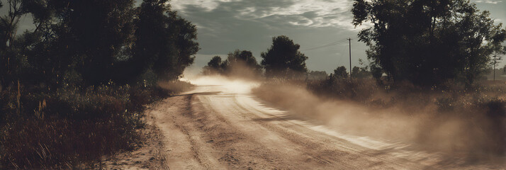 Serene Escape: Discover the Rustic Charm of a Dusty Rural Road - A Journey Through Tranquil Countryside Pathways in Nature's Embrace