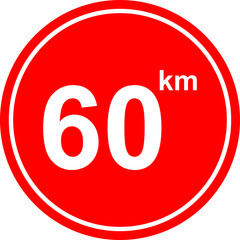 Vector illustration of a 60 km maximum speed limit sign