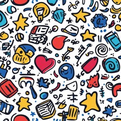 seamless pattern with funny cartoon monsters